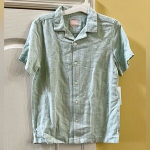 NWT Cat&Jack Boys Linen Blend Short Sleeve Shirt Mint Green